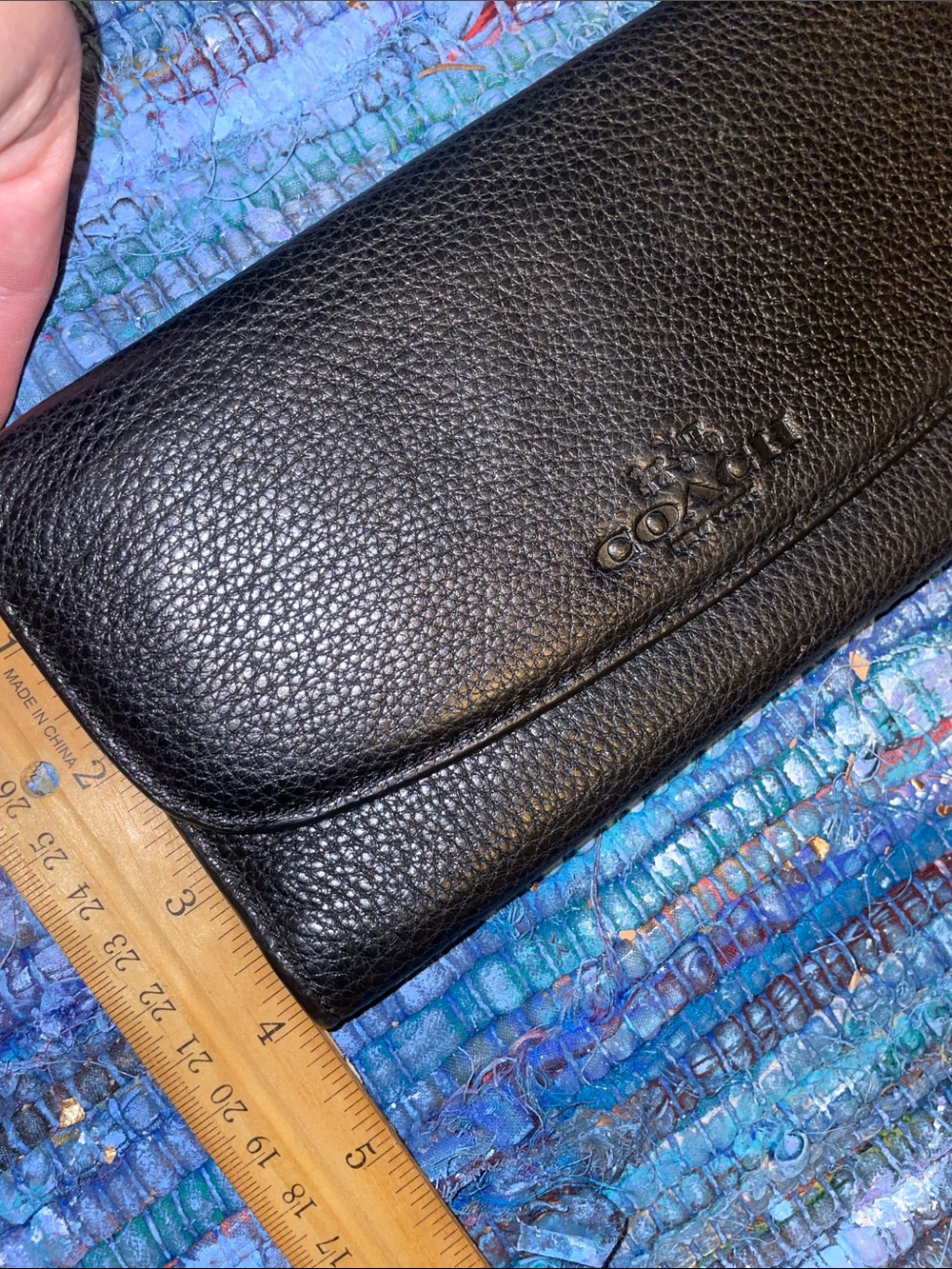 Coach Black Pebbled Leather Flap Wallet - Picture 9 of 9